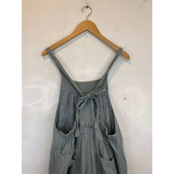 Natural Life Dakota Tie Jumpsuit Washed Cotton Gauze Size Medium Light Blue Gray - Picture 4 of 9